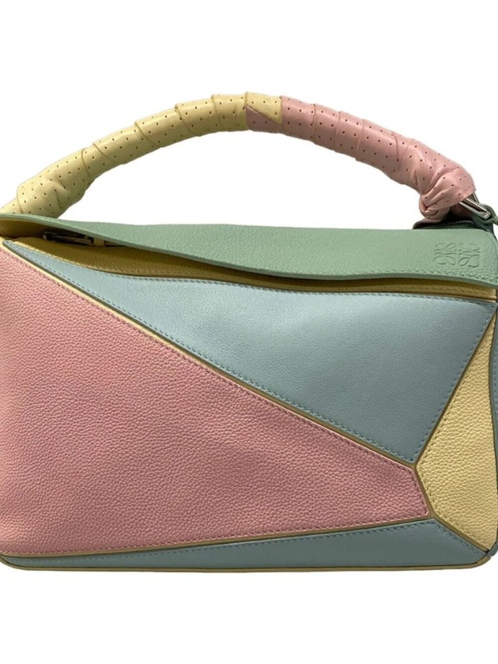 LOEWE Puzzle Light Pink Light Blue Multi Leather Handbag